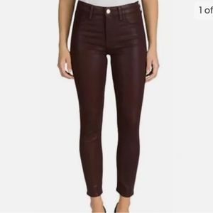 7 For All Mankind - Coated Mid Rise Ankle Skinny in Plum size 24